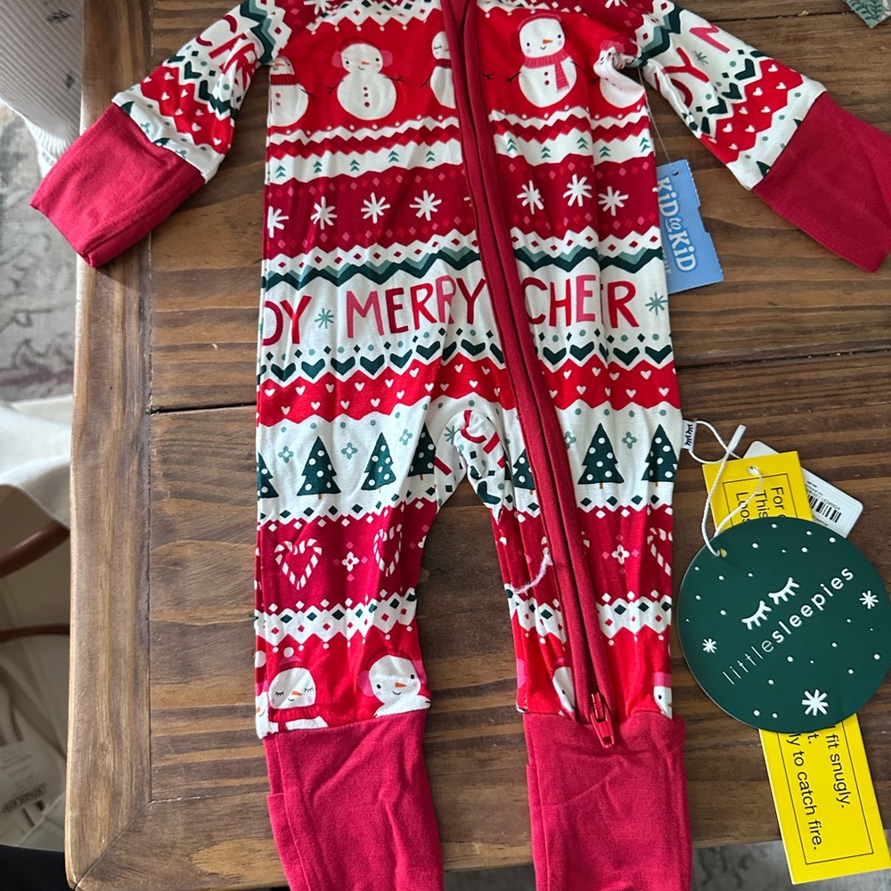 NWT Little Sleepies Holiday Zippie